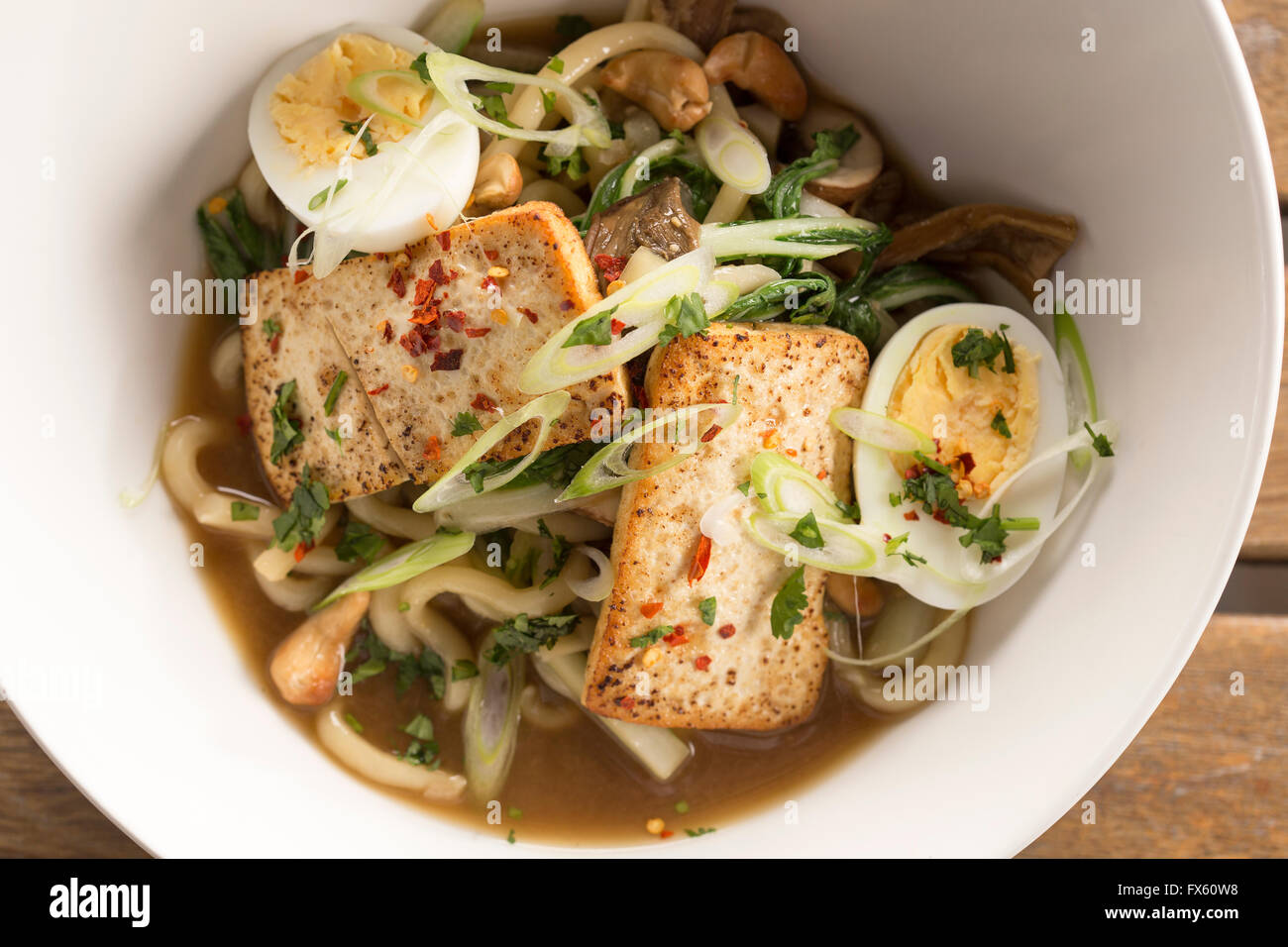 Mushroom & Tofu Ramen Stock Photo