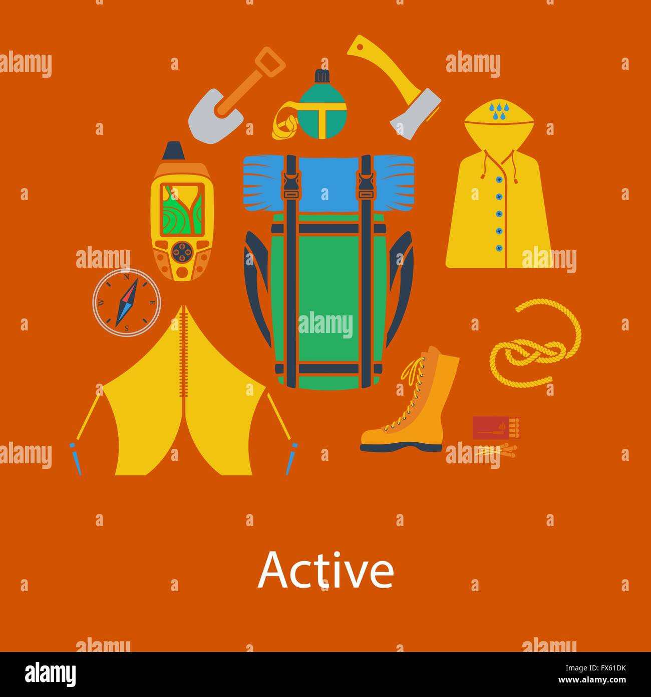 hiking flat design in UI colors. Vector illustration Stock Vector Image ...