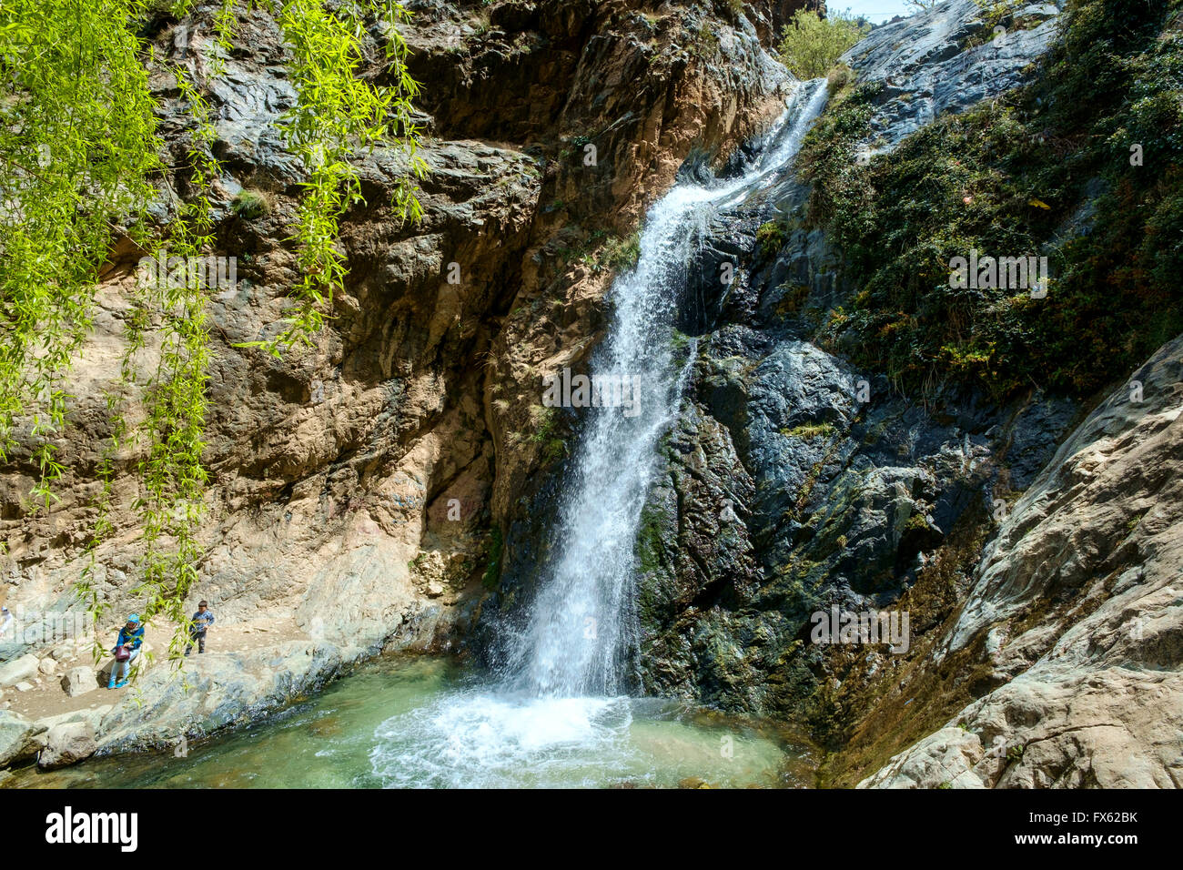The Setti-Fatma waterfall (Cascades de Setti Fatma or Cascades Ourika) in the Ourika Valley, Morocco, North Africa Stock Photo