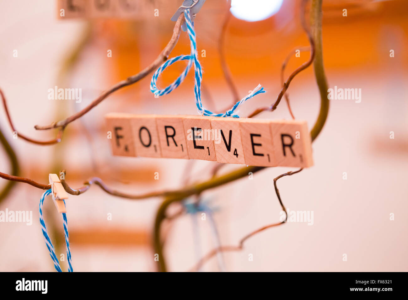 Scrabble Letters At A Wedding Reception Are Used As Decor To Spell
