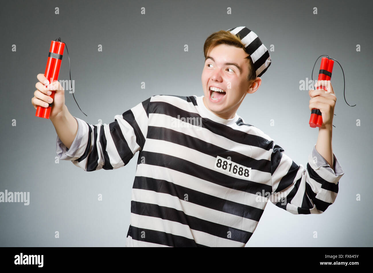 Funny prisoner in prison concept Stock Photo Alamy
