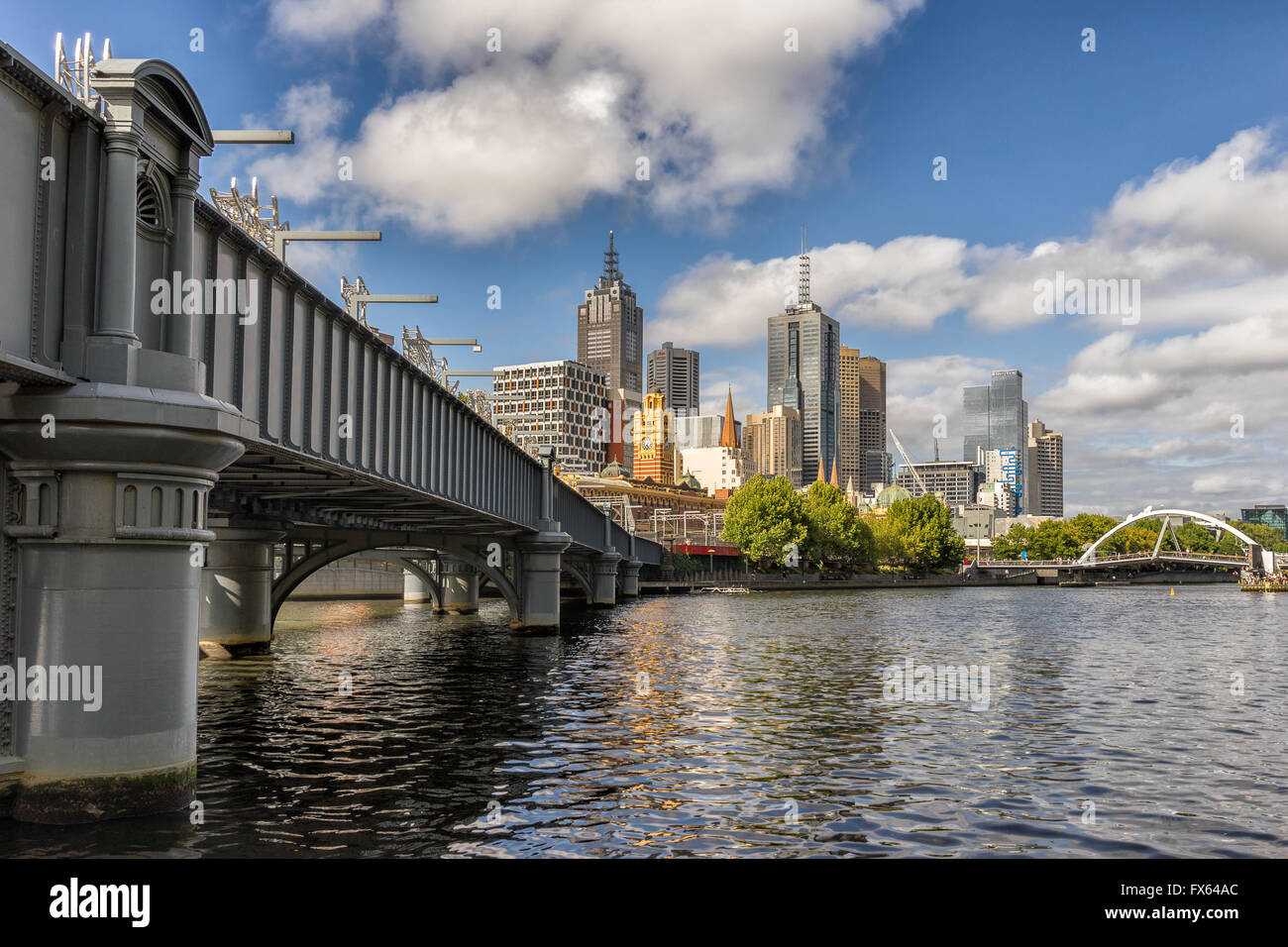 Looking across the Yarra River to Melbourne city Stock Photo