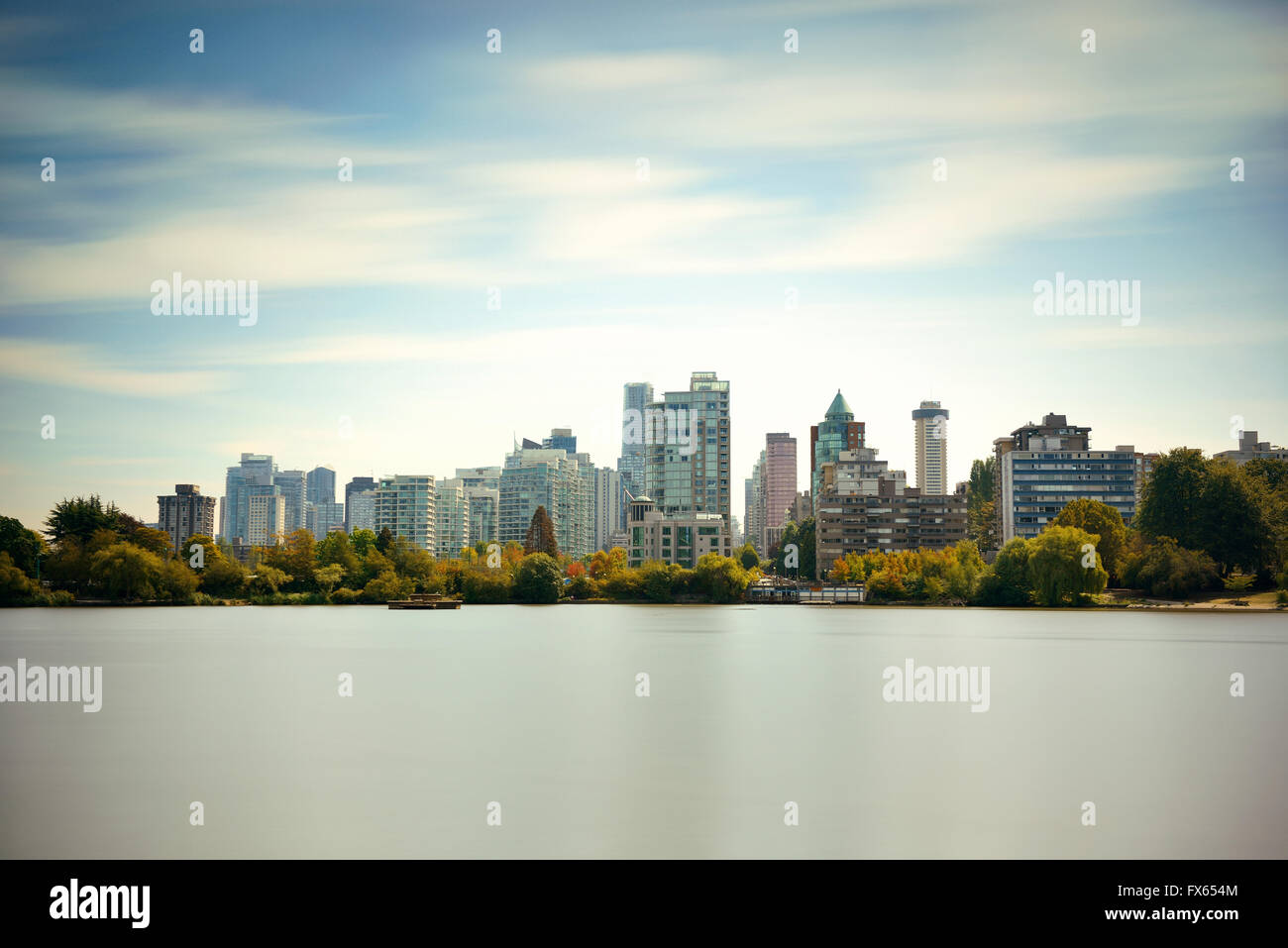 Vancouver city skyline viewed from Stanley Park Stock Photo - Alamy