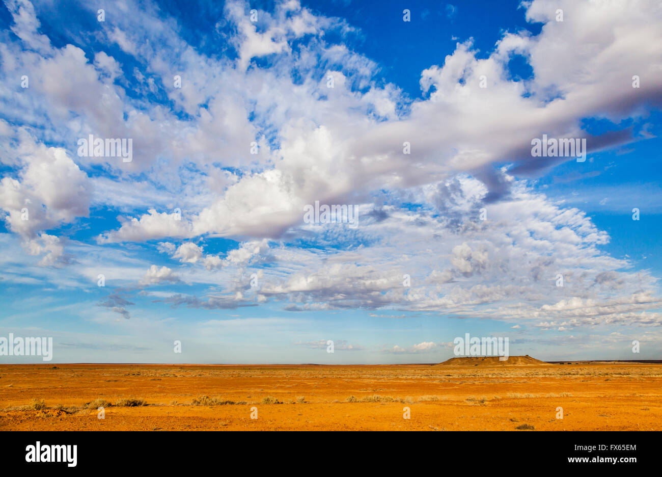 wide expanses of semi-desert scenery along the Oodnadatta Track in the vicinity of Anna Creek Station, South Australia Stock Photo