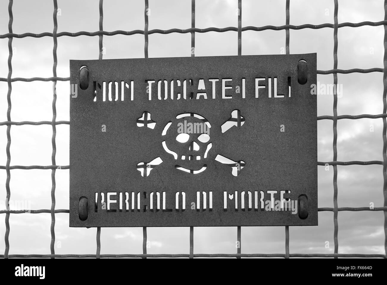 Warning sign of danger on the railway Stock Photo