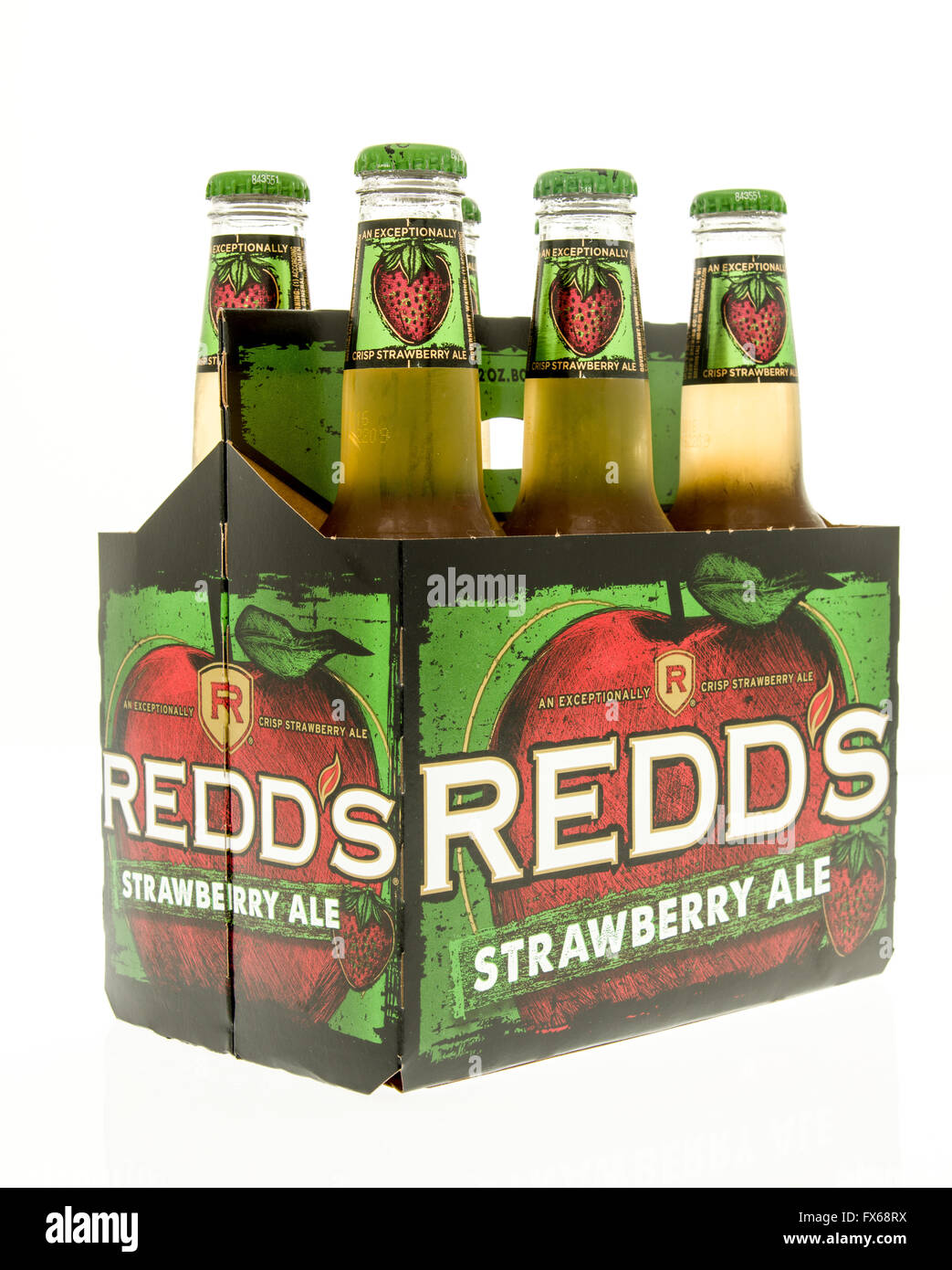 Winneconne, WI - 15 March 2016:  A six pack of Redd's strawberry ale Stock Photo
