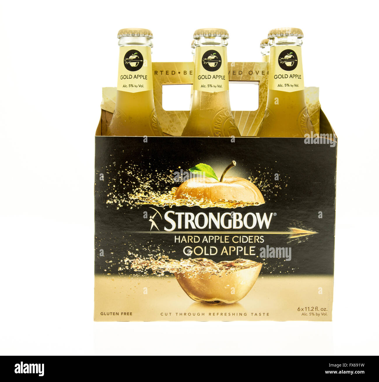 Winneconne, WI - 15 March 2016:  A six pack of Strongbow hard cider i honey & apple flavor Stock Photo