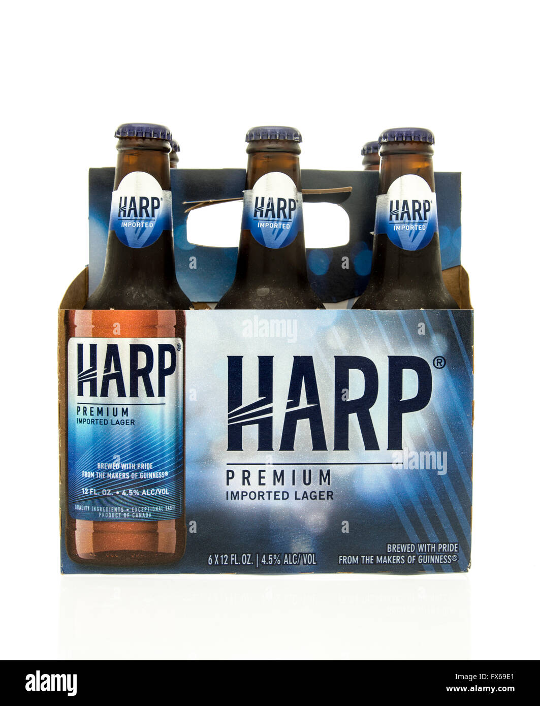 Winneconne, WI - 15 March 2016:  A six pack of Harp beer Stock Photo