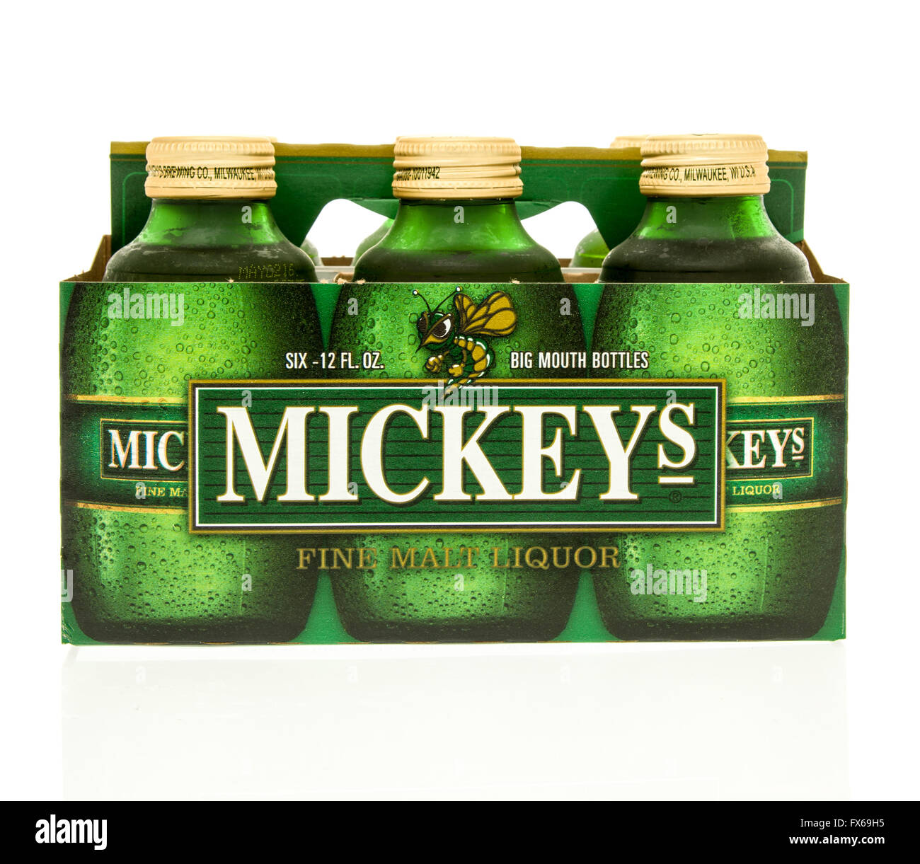 Winneconne, WI - 15 March 2016:  A six pack of Mickeys beer Stock Photo