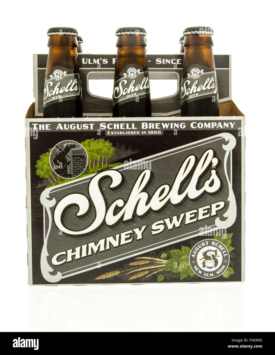 Winneconne, WI - 15 March 2016:  A six pack of  Shell's chimney sweep beer Stock Photo