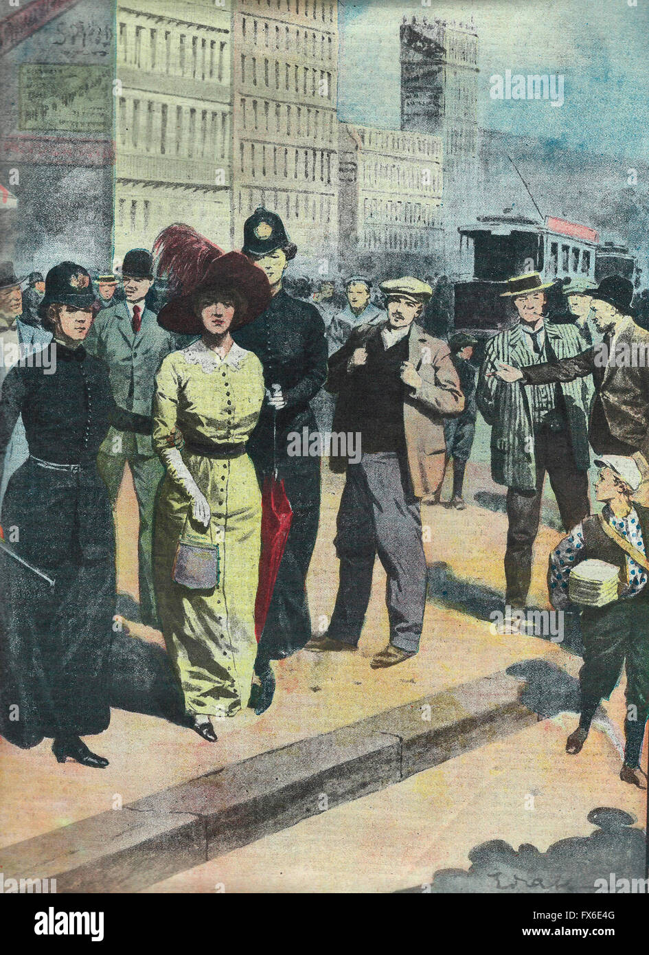 The achievements of feminism : policewomen. The first stop in Chicago operated by a patrol used the surveillance of morals, 1913 Stock Photo