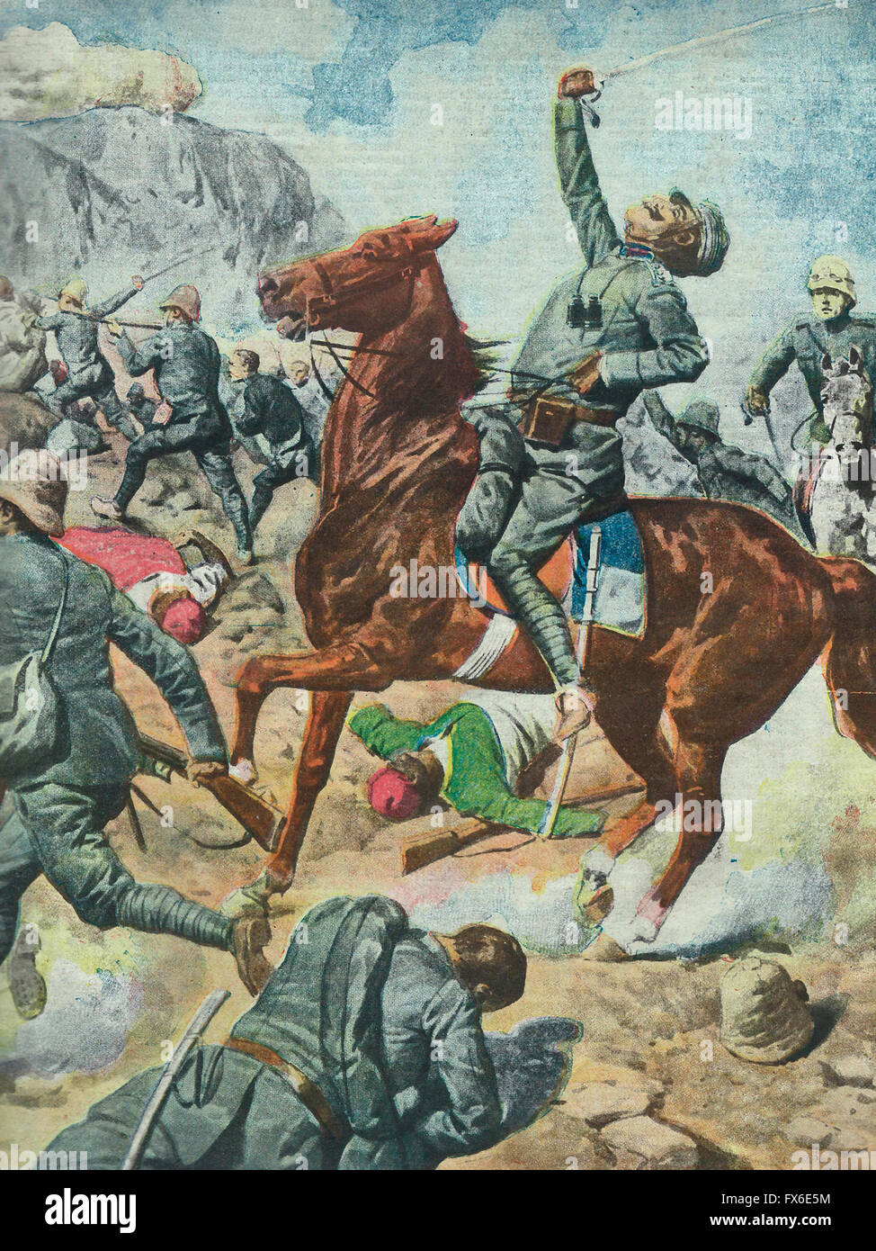 The heroic death of Colonel Madalena at the Battle of Ettangi in Tripolitania 1913 Stock Photo