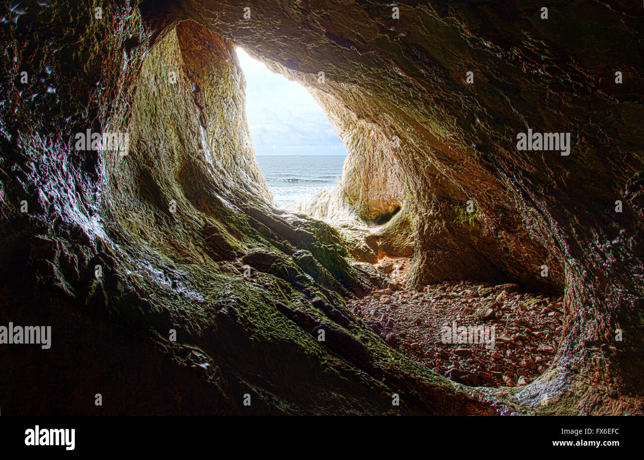 Paviland Cave, Gower Peninsula, Wales Stock Photo