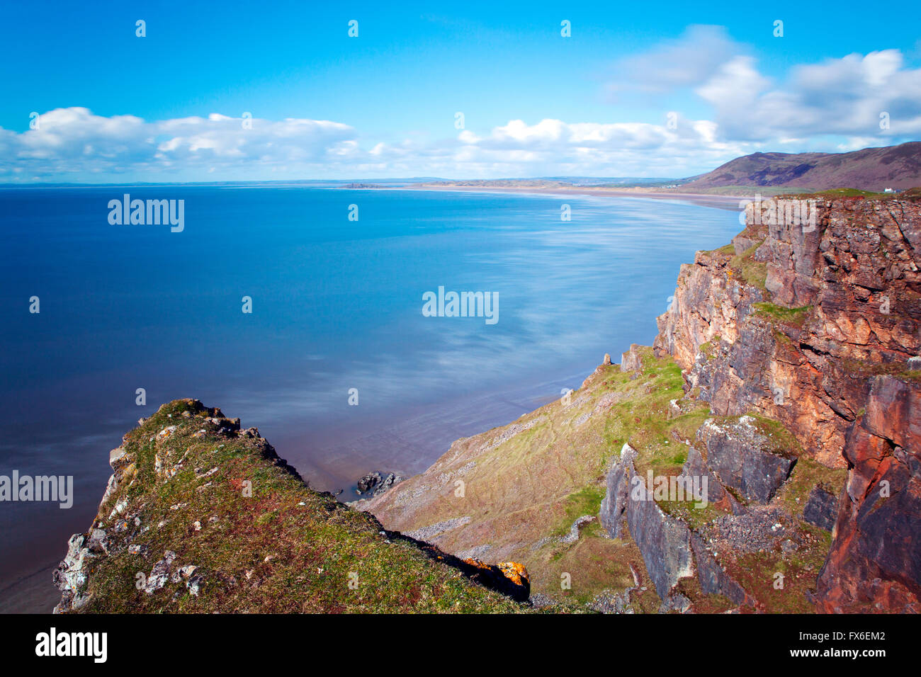 Rhossili Bay and Llangennith, Gower, Swansea, Wales Stock Photo