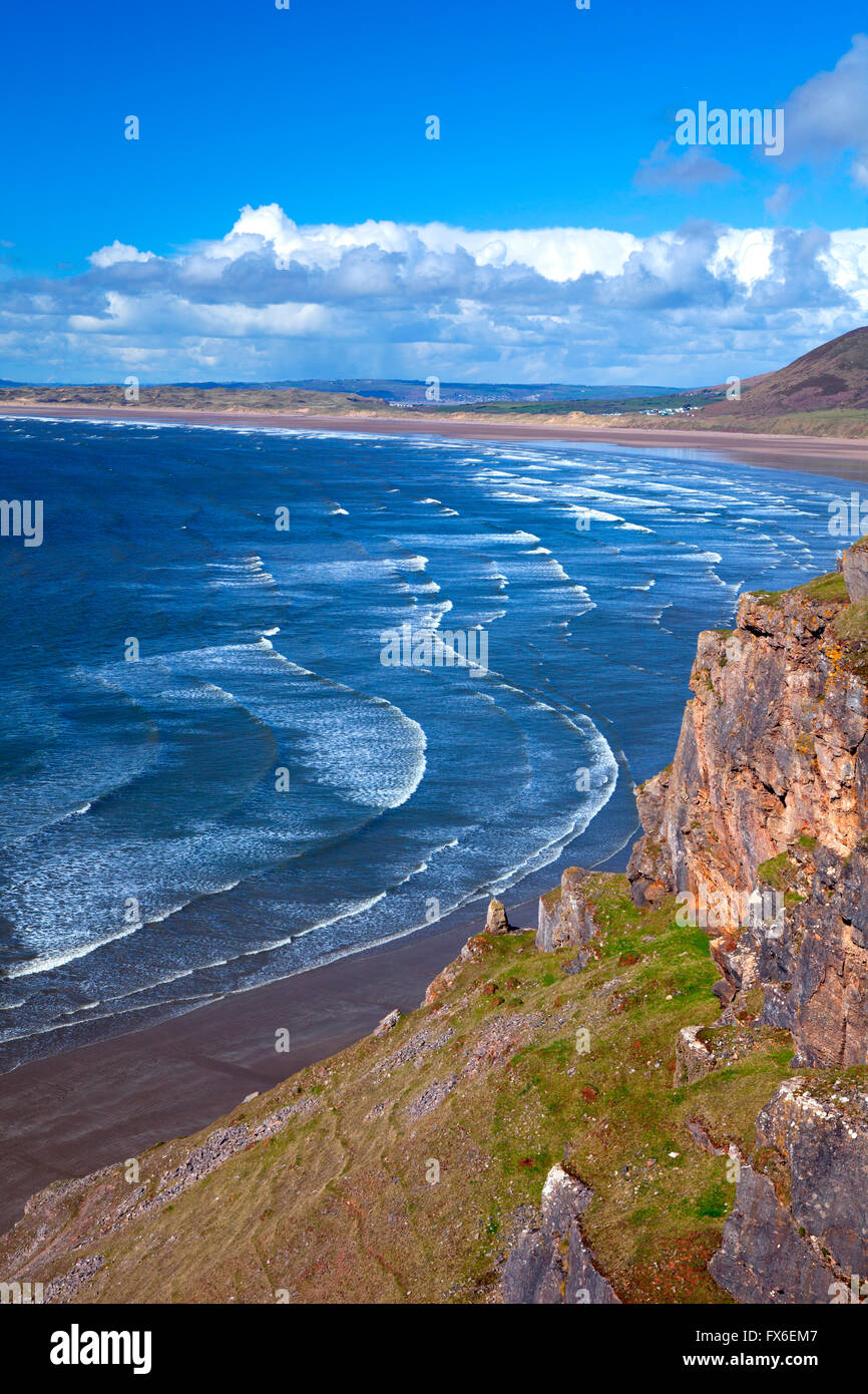 Rhossili Bay and Llangennith, Gower, Swansea, Wales Stock Photo