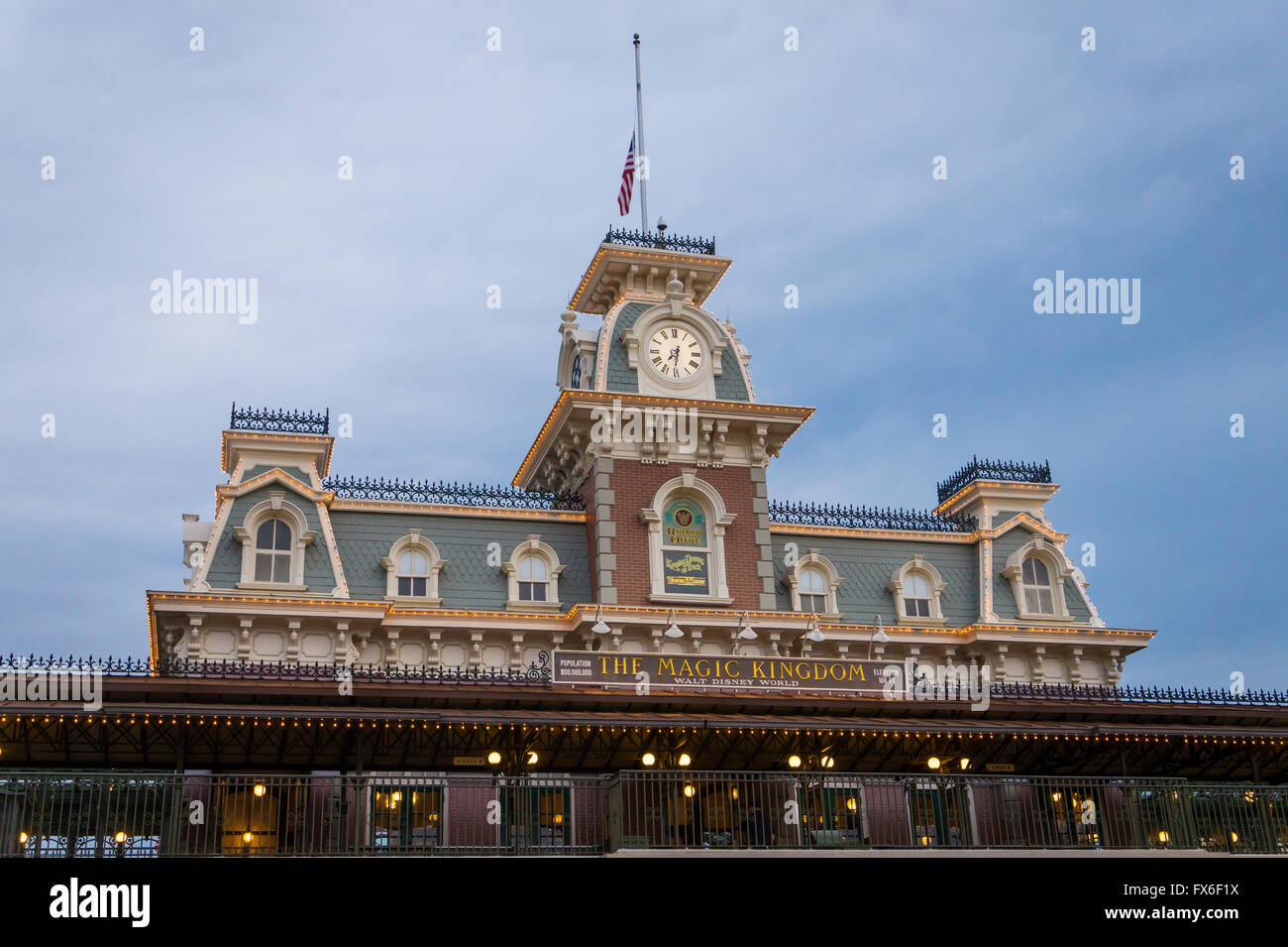 Main Street Station at the entrance to Magic Kingdom in Walt DIsney World, Orlando, Florida Stock Photo