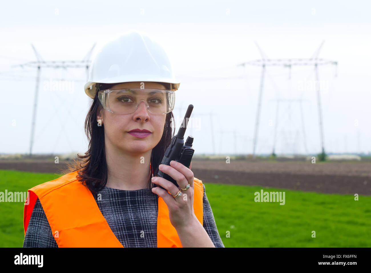 Female engineer electrician Stock Photo