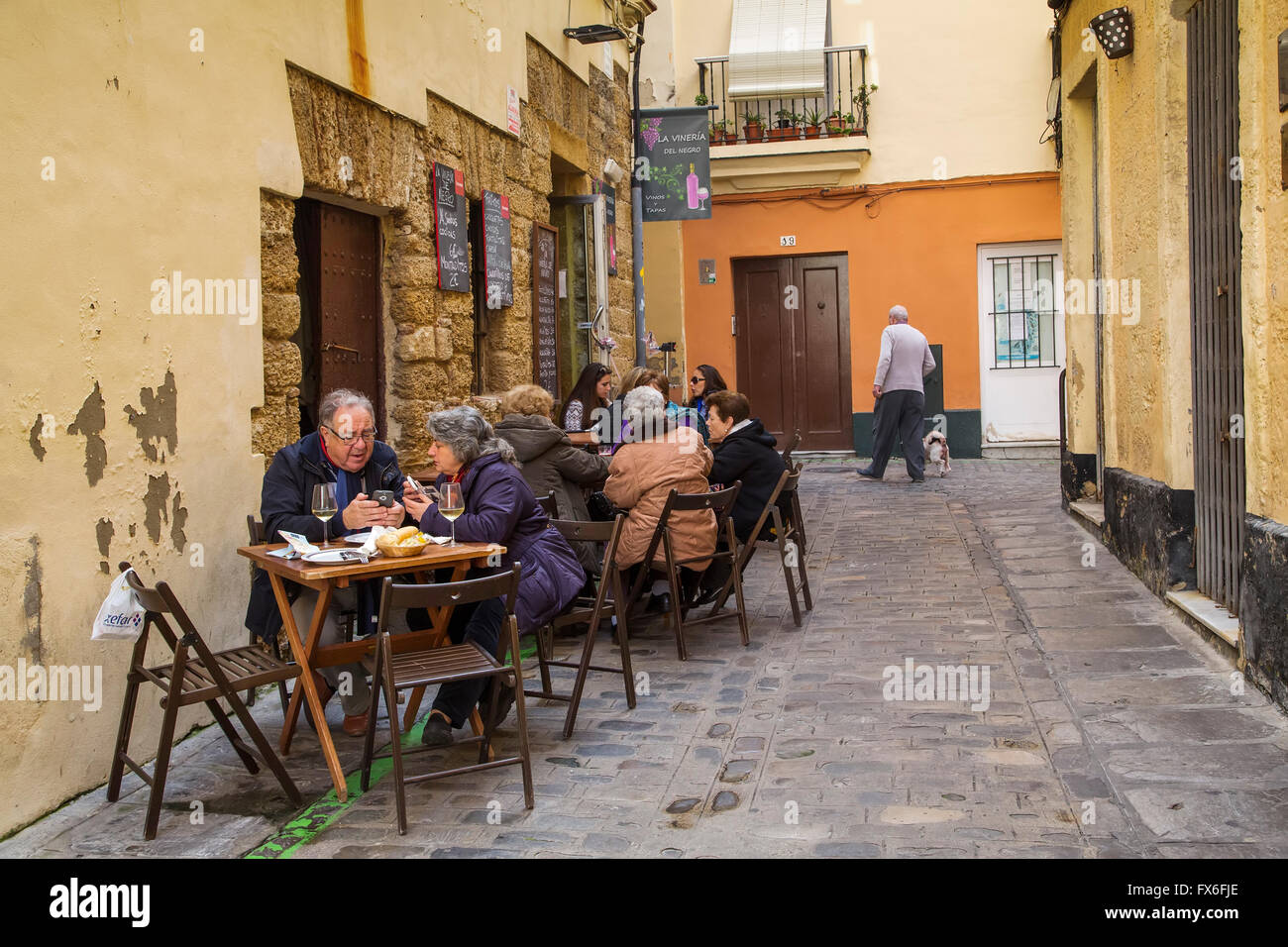 Barrio de la Viña. Bar in the historic center. Cadiz City, Andalusia Spain. Europe Stock Photo