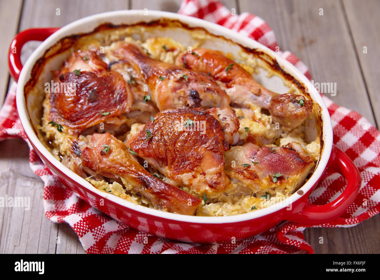 Baked chicken legs with honey and mustard Stock Photo Alamy