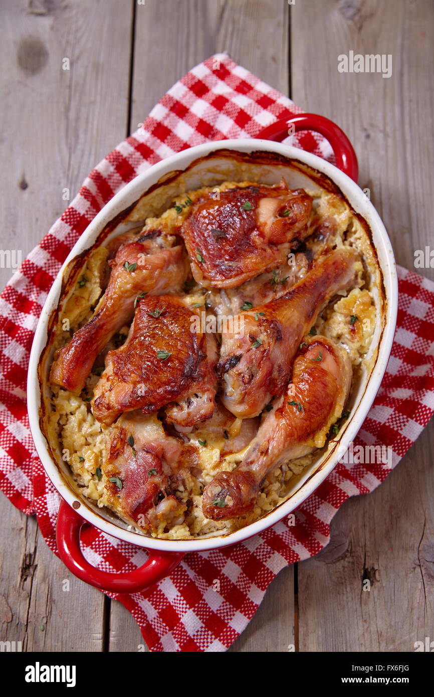 Baked chicken legs with honey and mustard Stock Photo Alamy