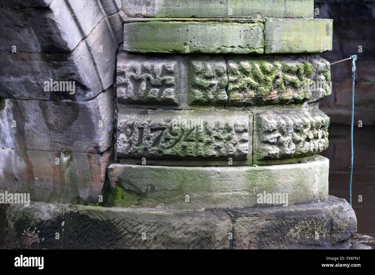1794 date stone on St Marys Bridge in Derby City Centre Stock Photo