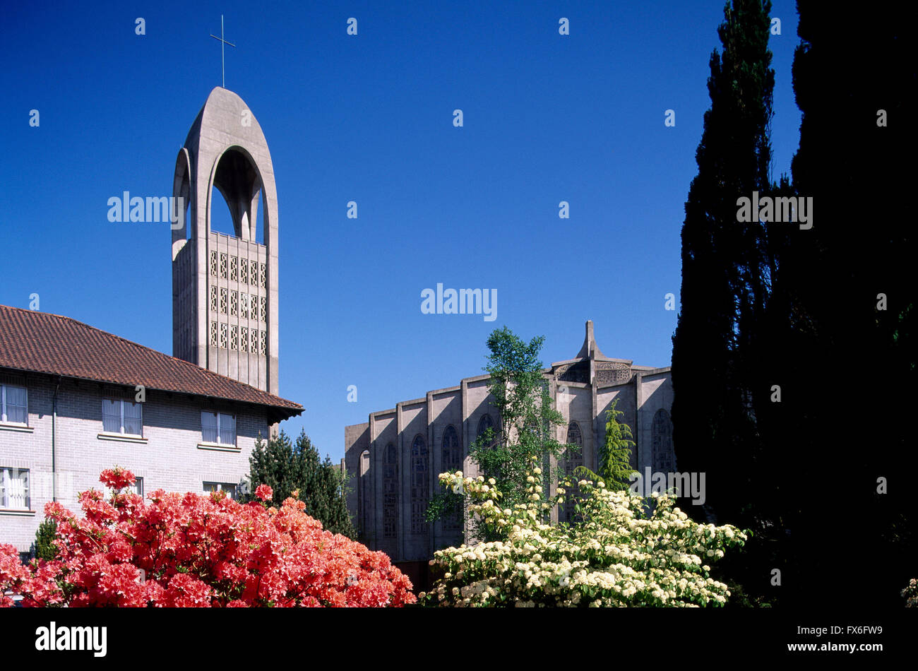 Mission, BC, British Columbia, Canada - Westminster Abbey, Benedictine Monastery, Roman Catholic Church Stock Photo