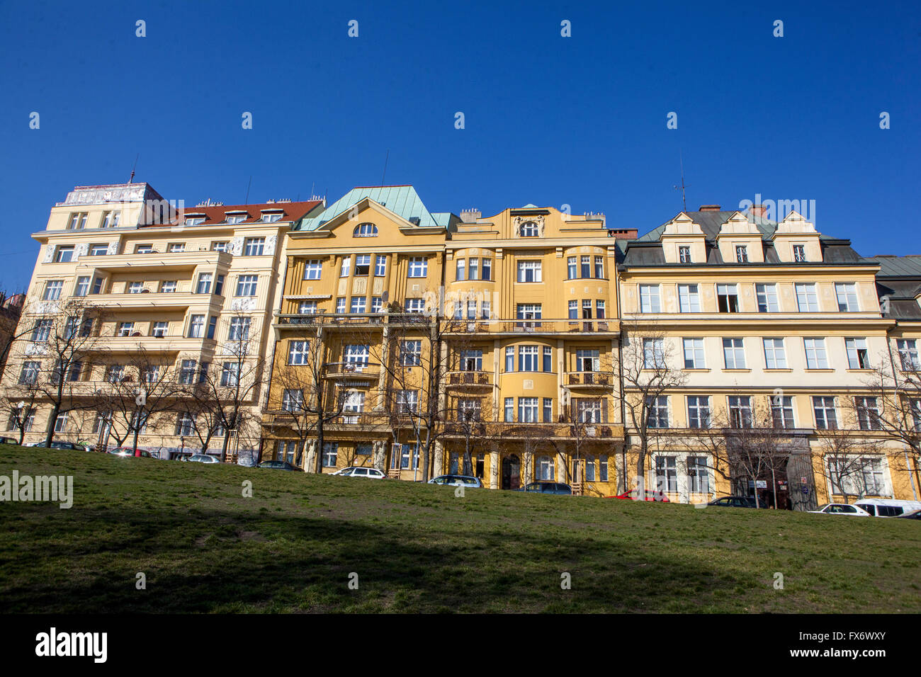 Typical residential houses in the district of Vinohrady, Prague, Czech