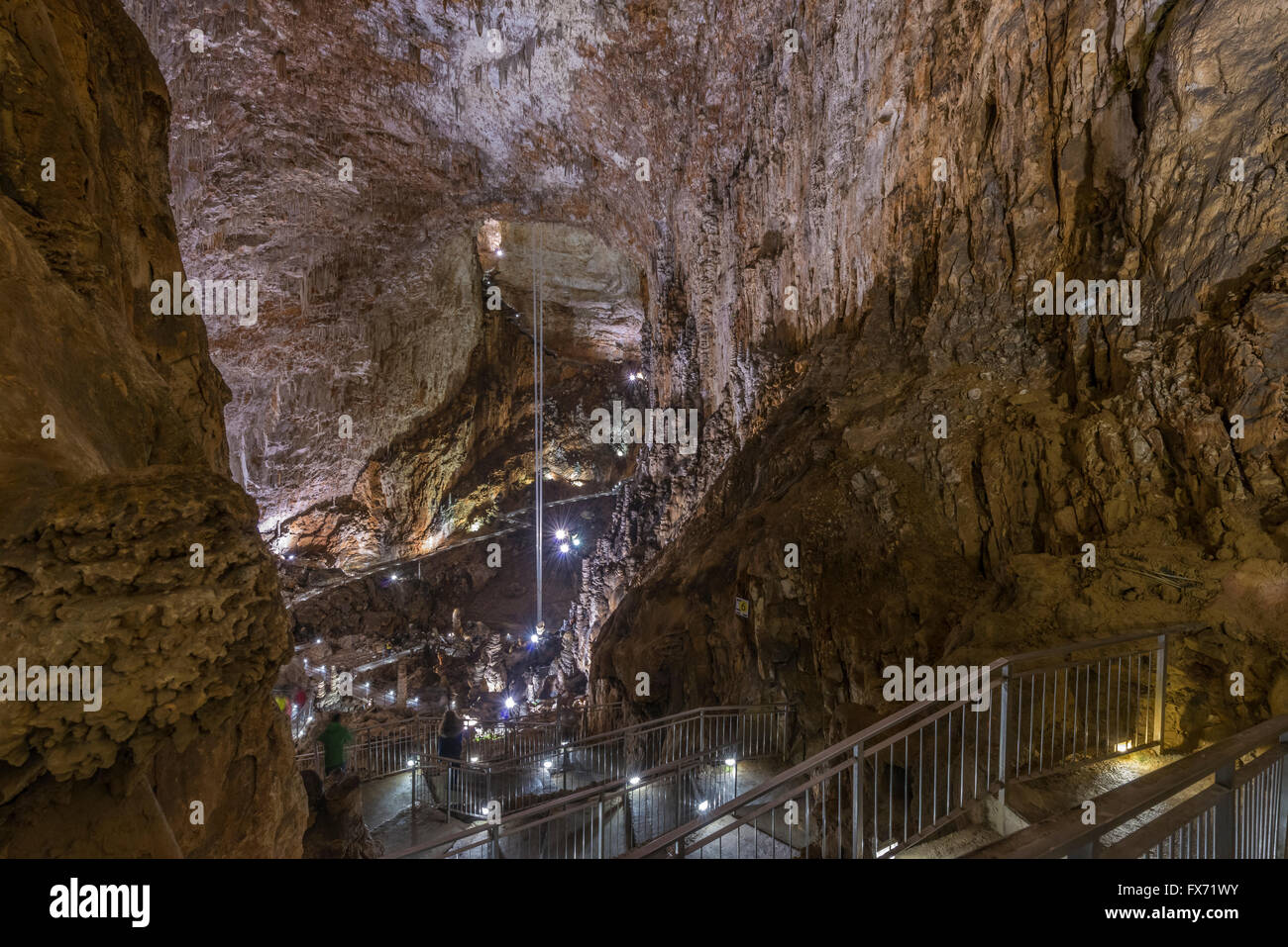 Grotta Gigante, stalactite cave, largest show cave in the world, two geodetic pendulums for studying earth's tides in the middle Stock Photo