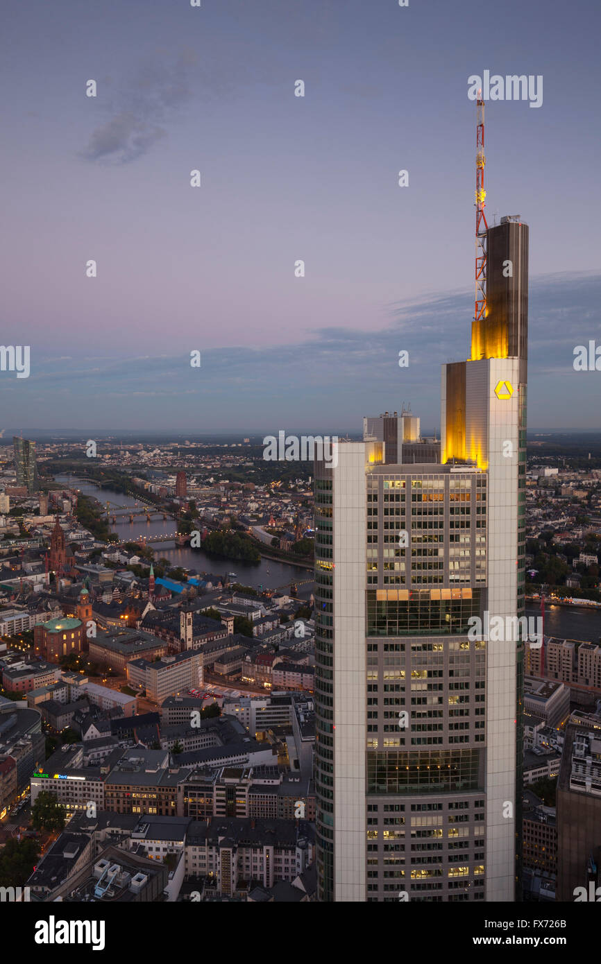Cityscape, Commerzbank Tower, view from the Main Tower, Frankfurt, Hesse, Germany Stock Photo