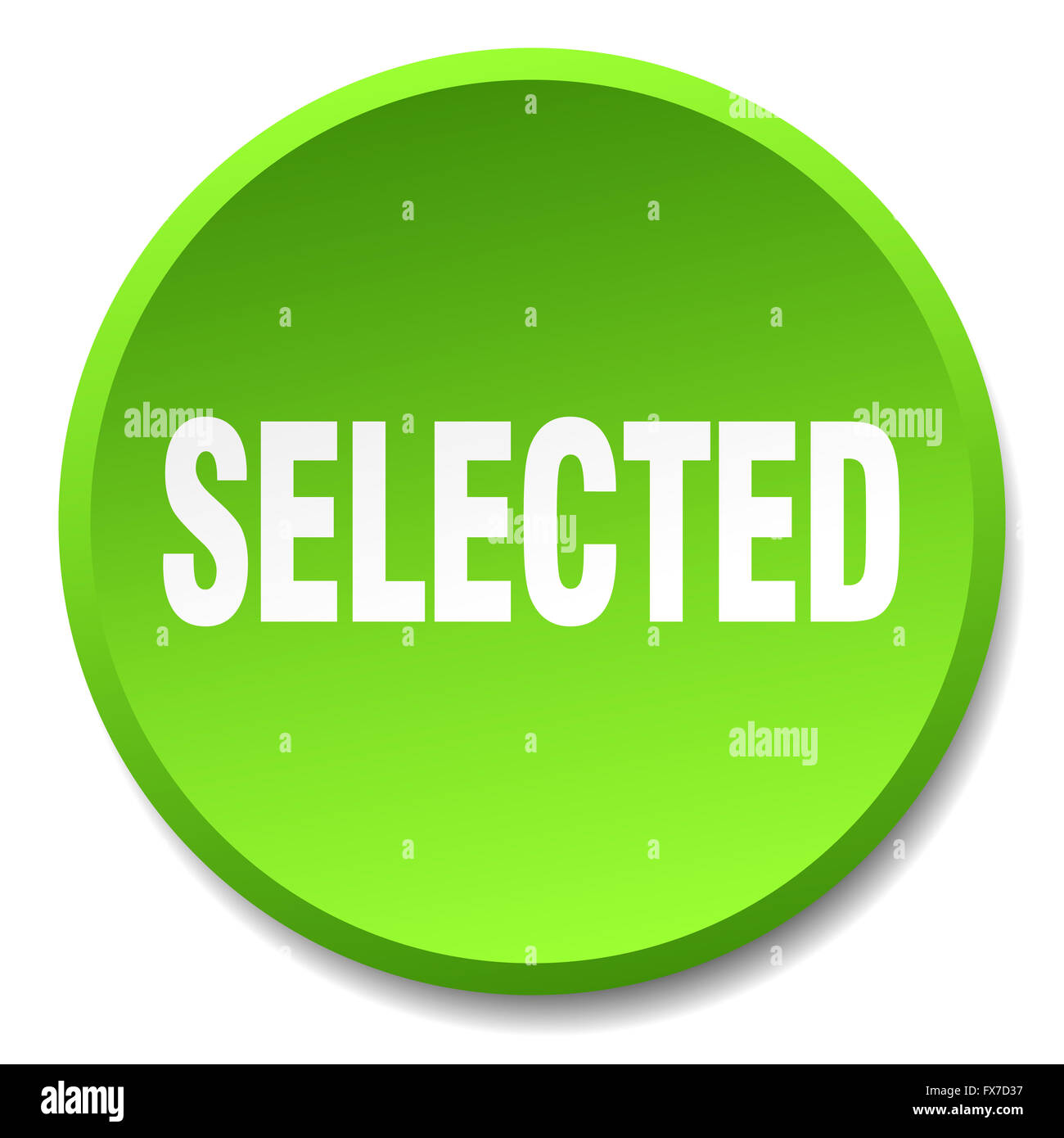 Seslect Button selected green round flat isolated push button Stock Photo - Alamy