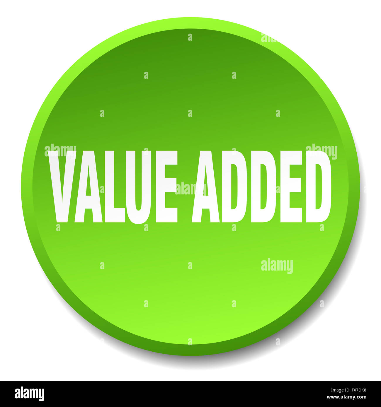 Valued Button value added green round flat isolated push button Stock Photo - Alamy