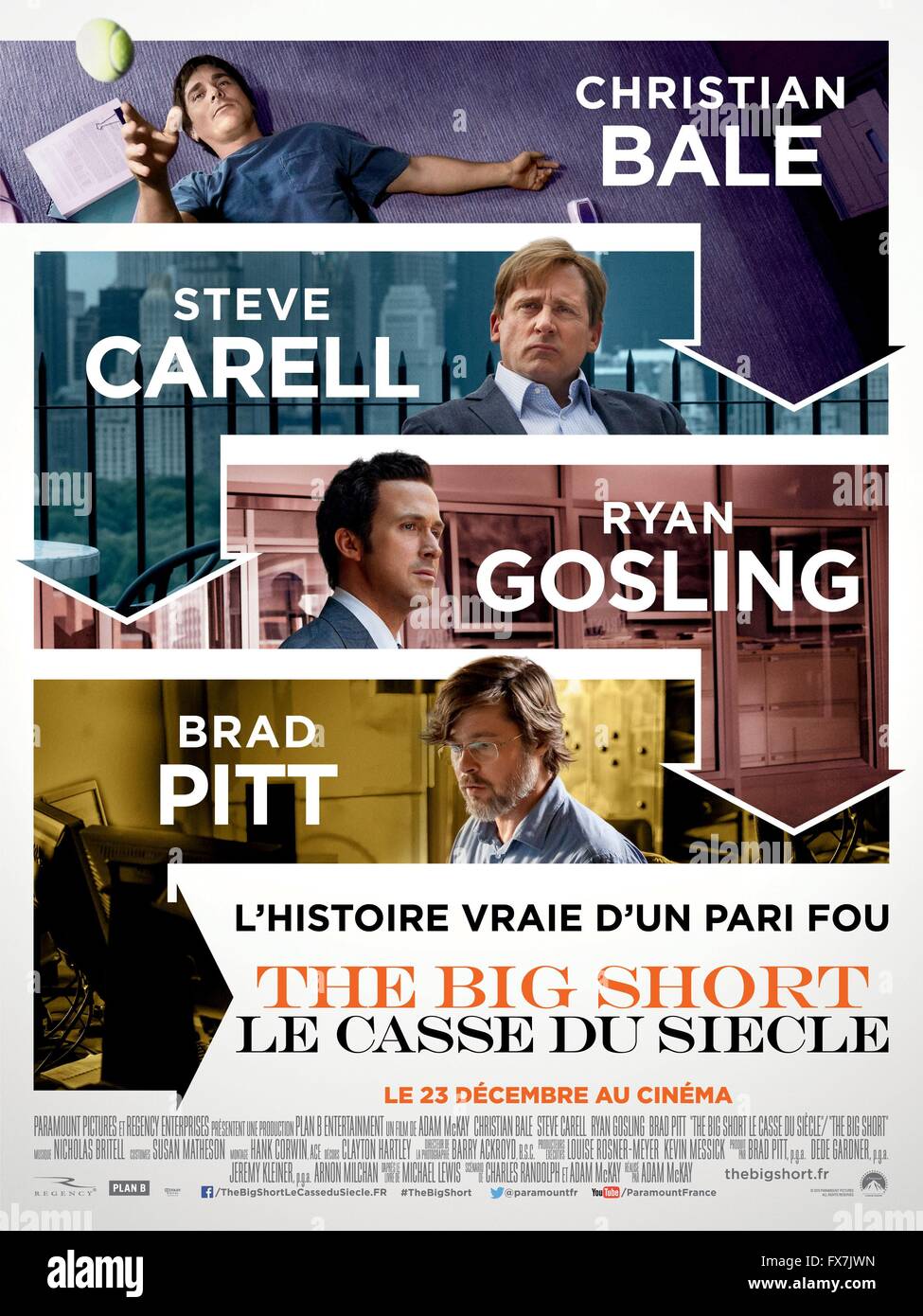 The Big Short Year : 2015 USA Director : Adam McKay Christian Bale, Steve  Carrell, Ryan Gosling, Brad Pitt Movie poster (Fr Stock Photo - Alamy