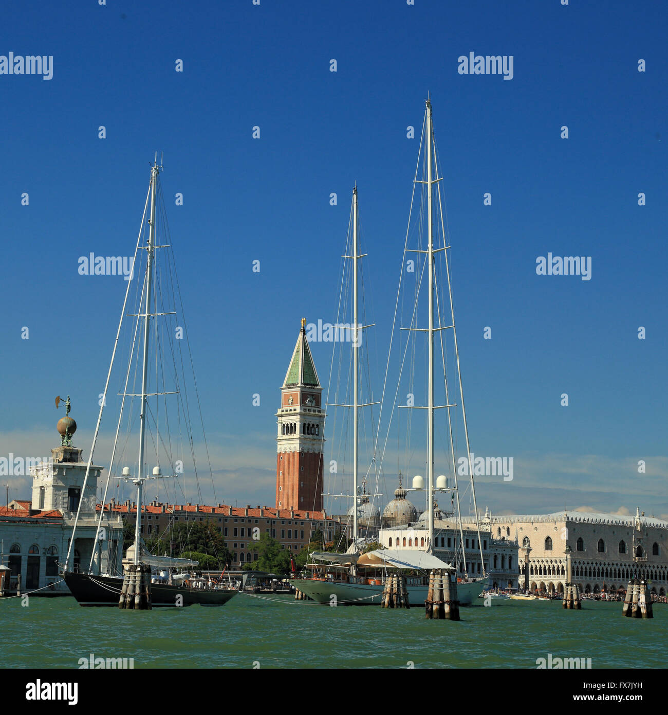 Sailing yachts Sea Dragon and Adèle in Venice Stock Photo