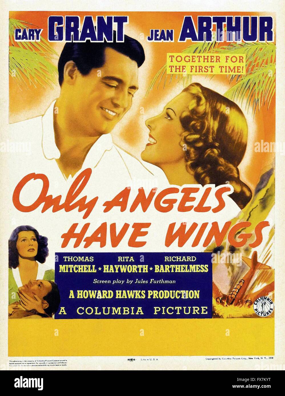 Only Angels Have Wings Year : 1939 USA Director : Howard Hawks Cary Grant, Jean Arthur Movie poster (USA) Stock Photo