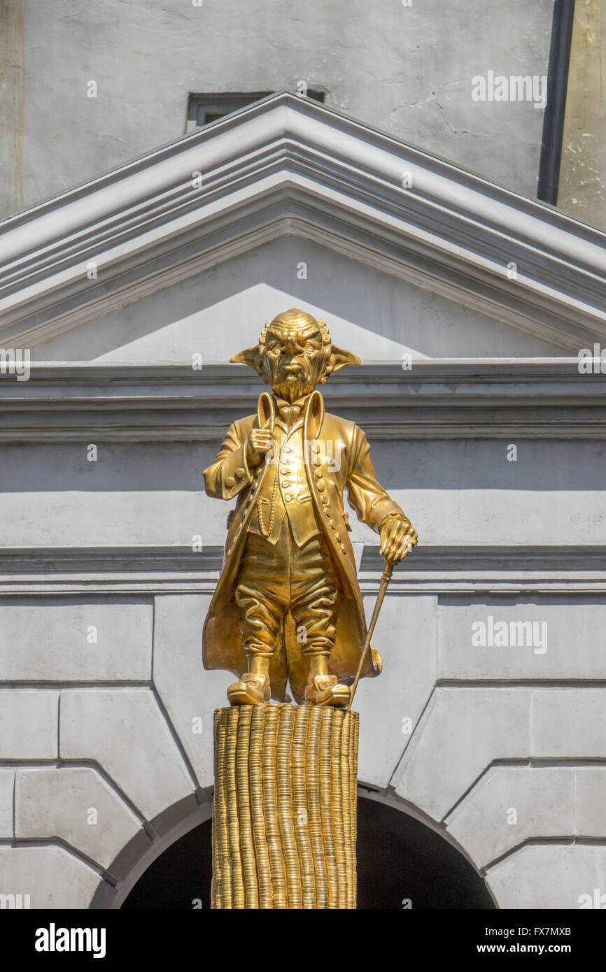 Gold Statue Of The Goblin Gringott Founder Of Gringotts Wizarding Bank In Diagon Alley Harry Potter Universal Studios Florida Stock Photo