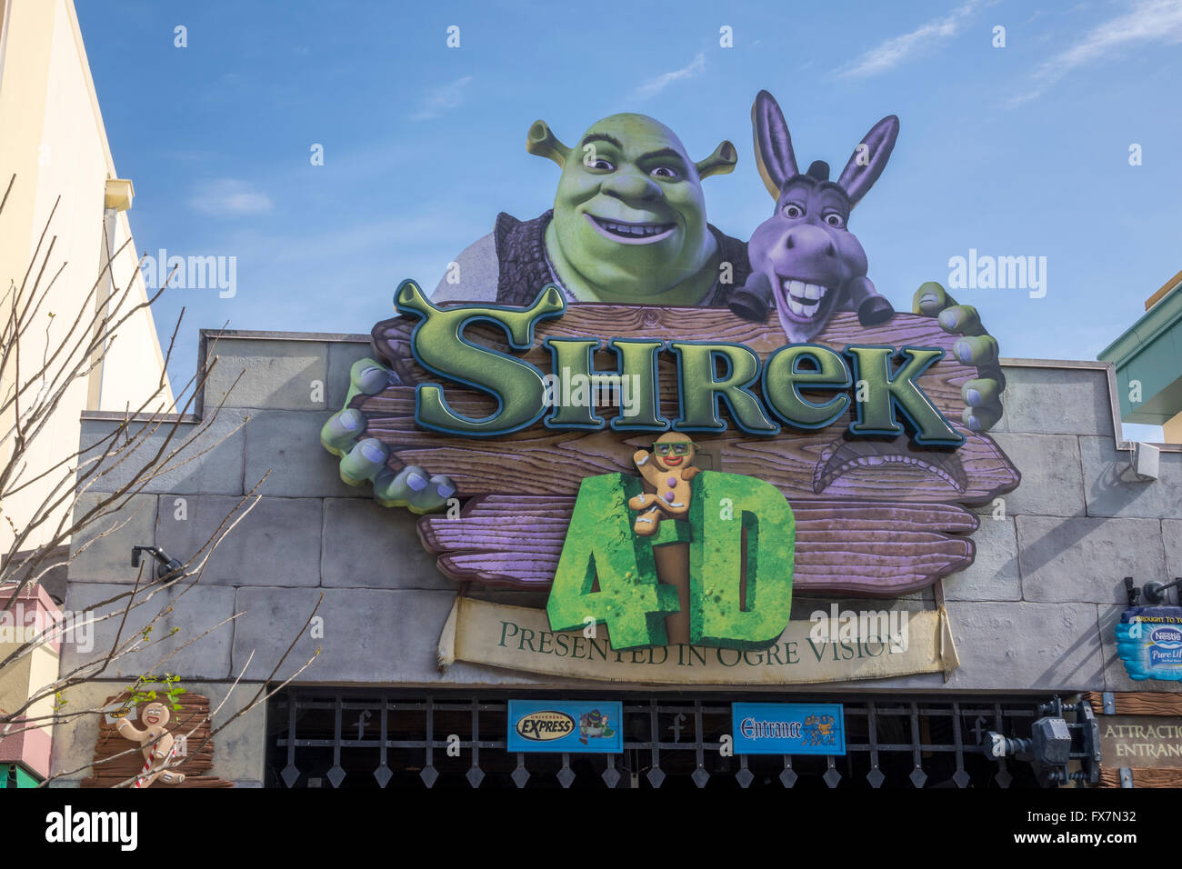 Sign Outside The Shrek 4d Cinema Experience At Universal Studios