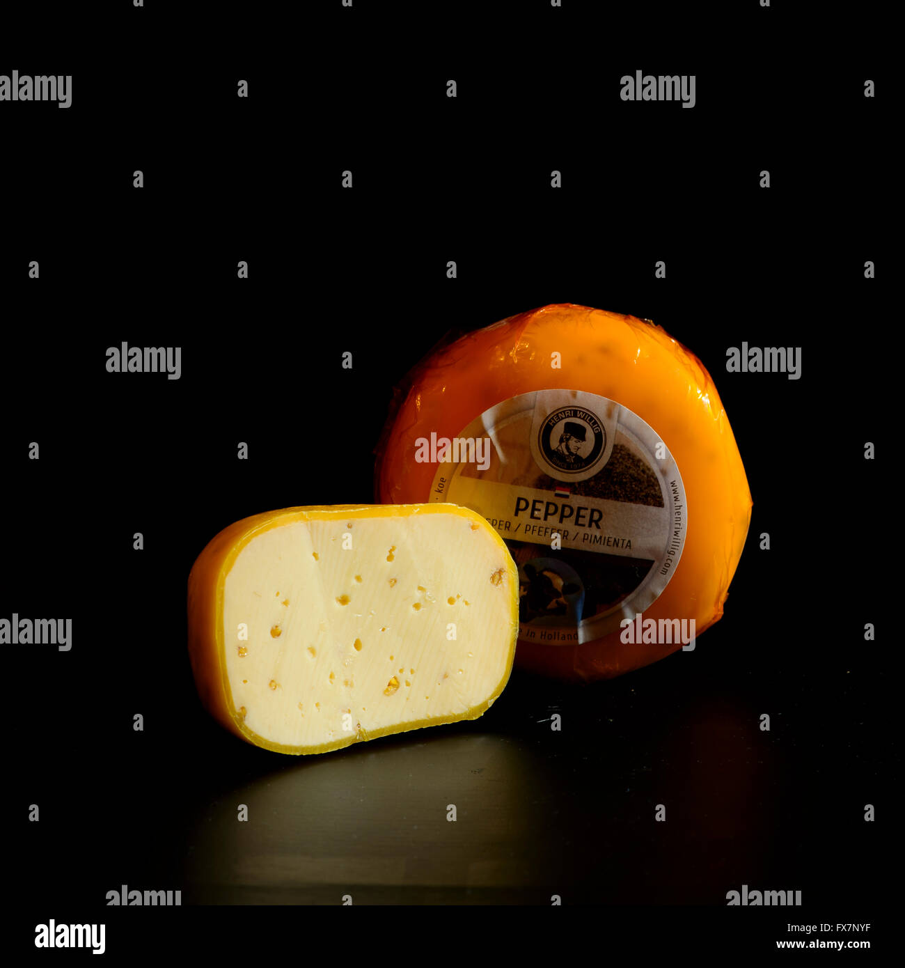 Edam cheese in presentation wrapping Stock Photo Alamy