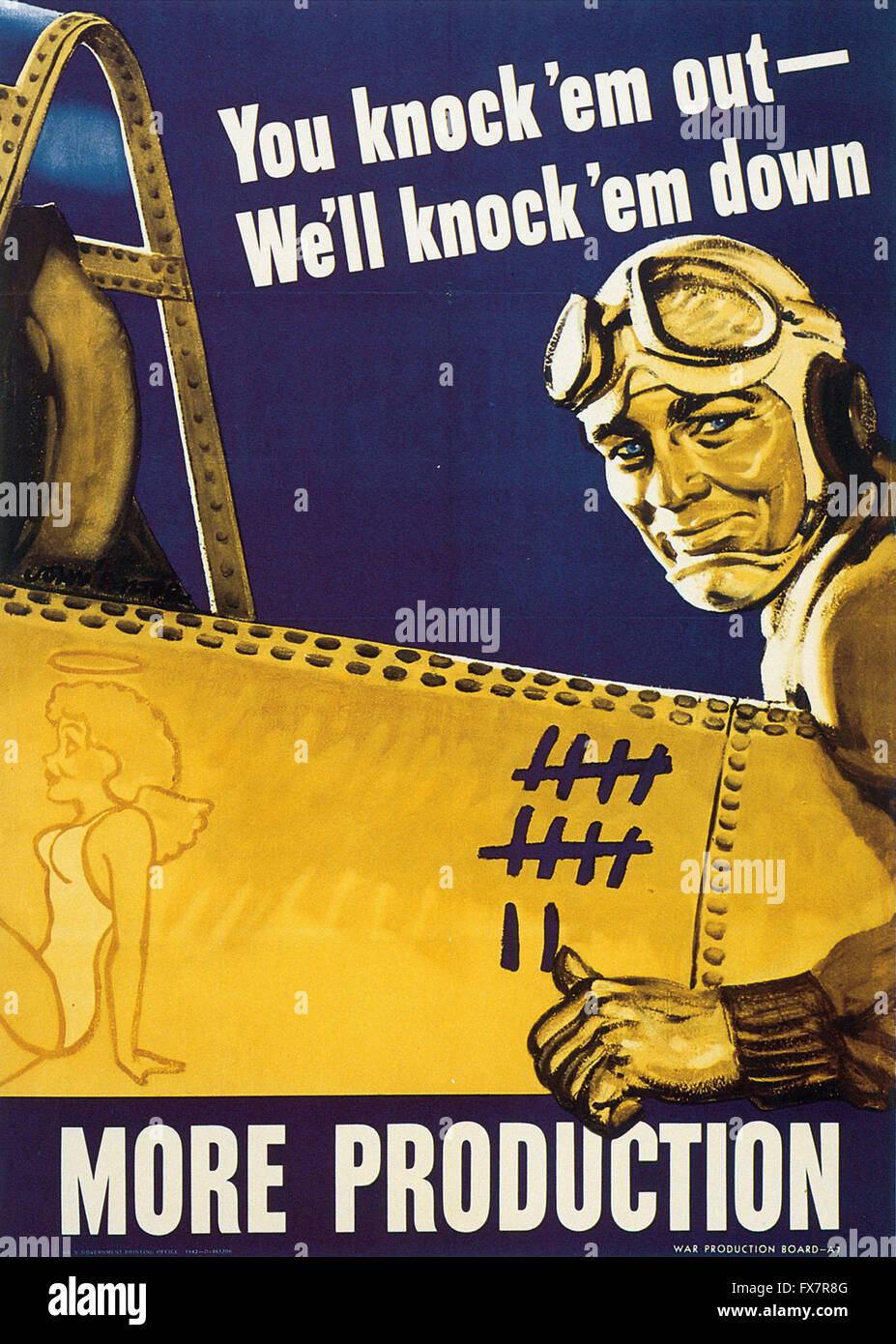 More Production - World War II - U.S propaganda Poster Stock Photo