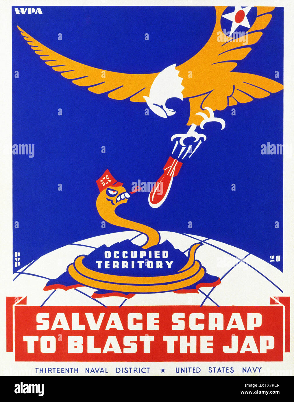 Salvage Scrap To Blast the Jap - World War II - U.S propaganda Poster Stock Photo