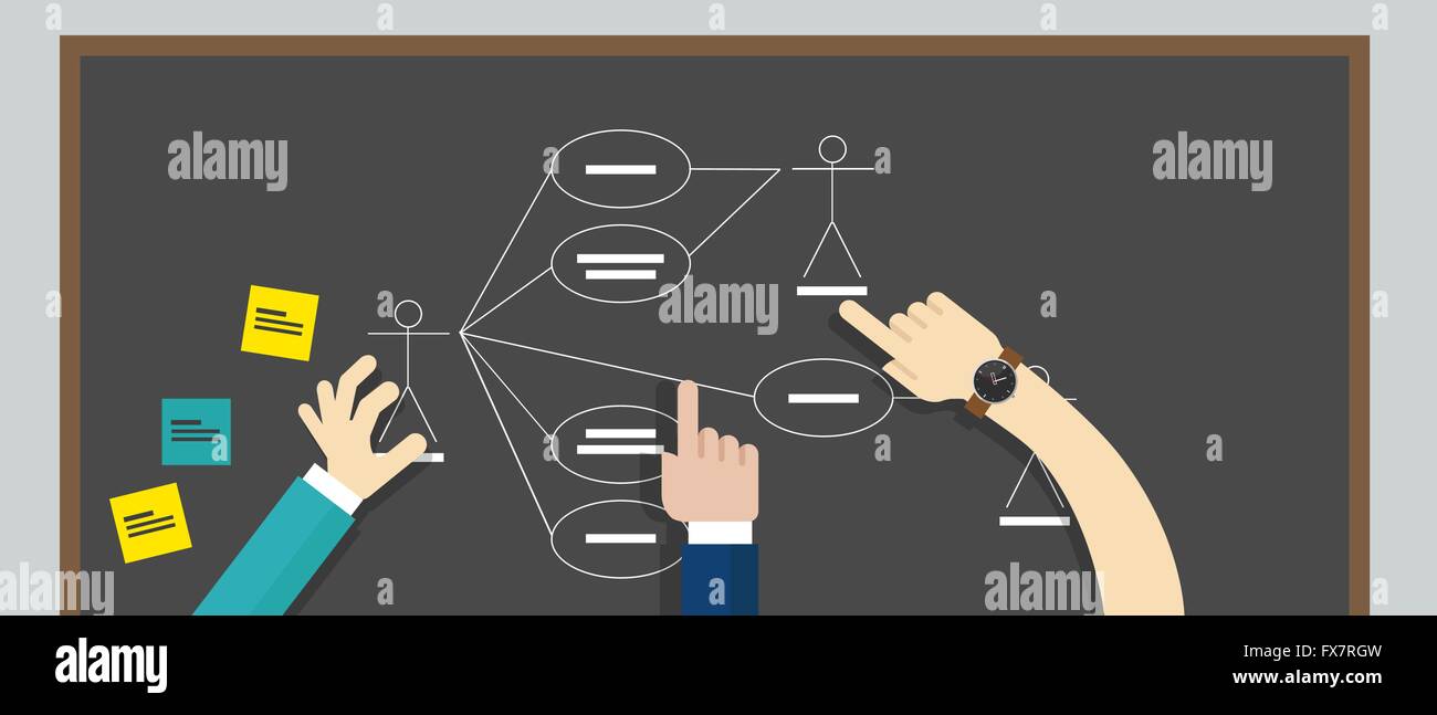 use case diagram uml unified modeling language Stock Vector