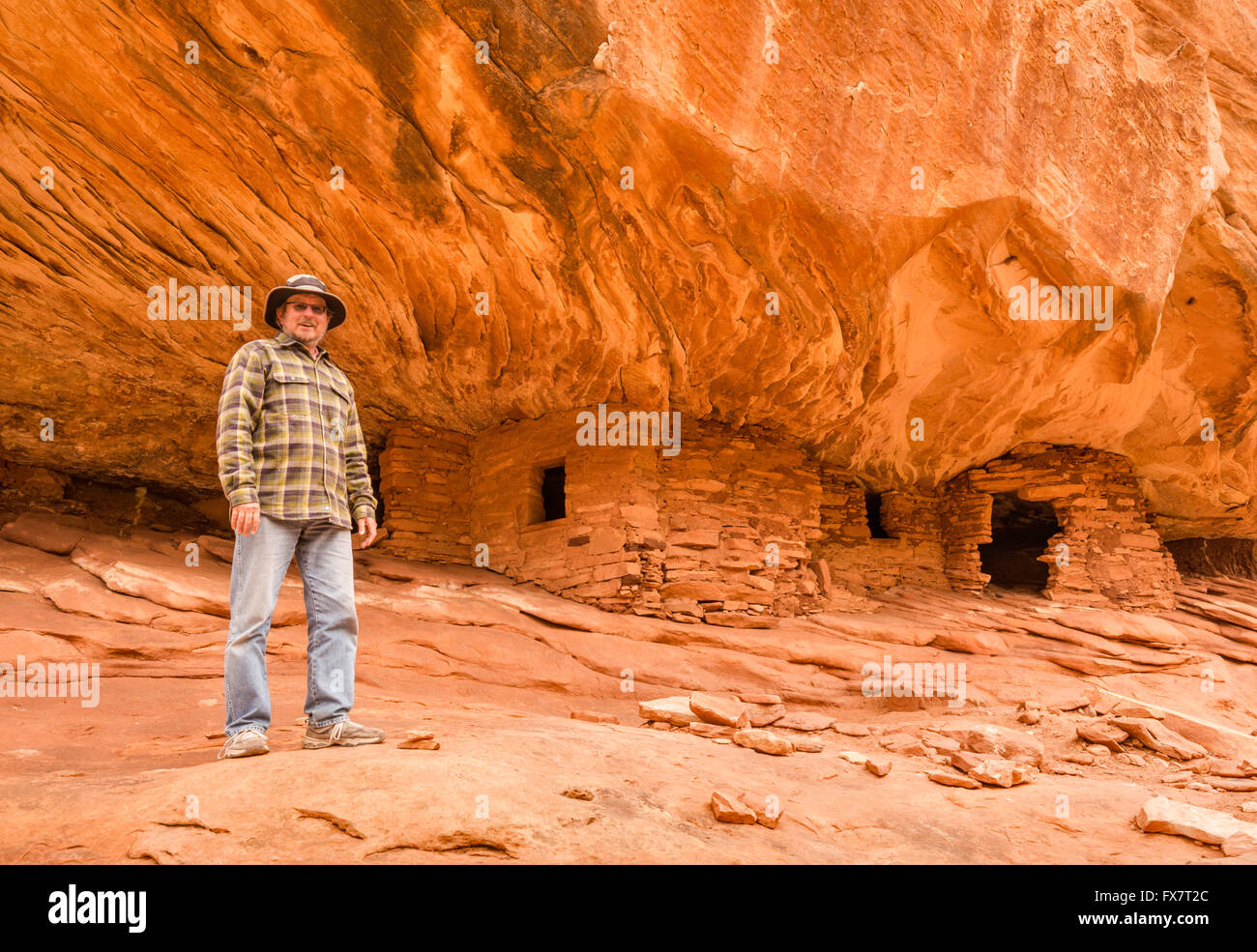 House on Fire, Puebloan cliff dwelling in Mule Canyon on Cedar Mesa, Shash Jaa Unit, Bears Ears National Monument, Utah, USA Stock Photo