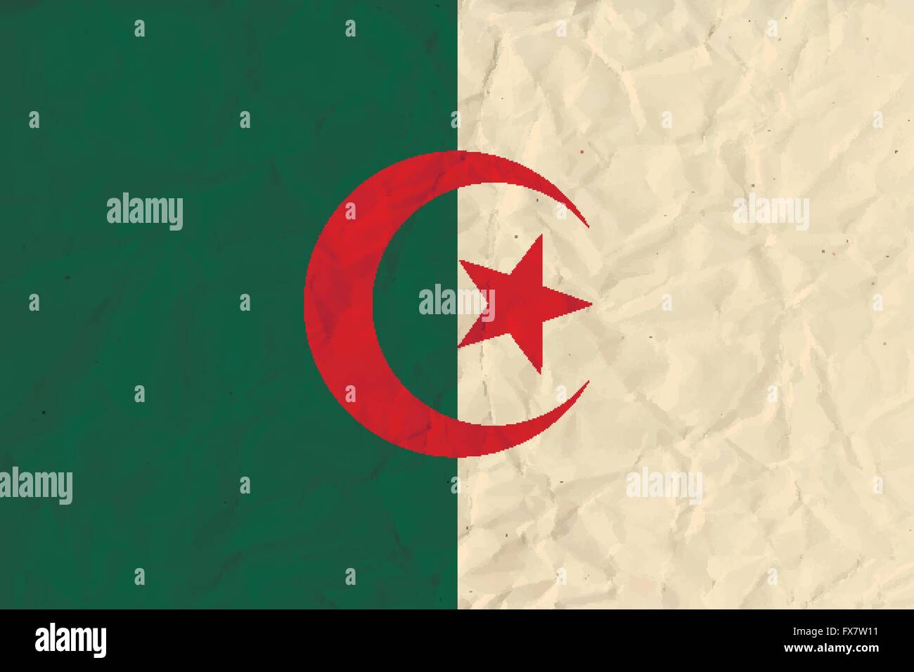 Algeria paper flag Stock Vector
