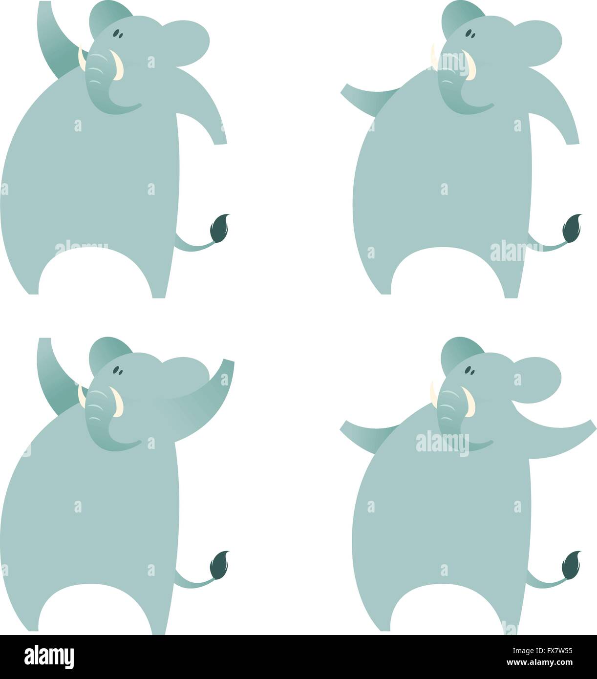 Set of elephants Stock Vector