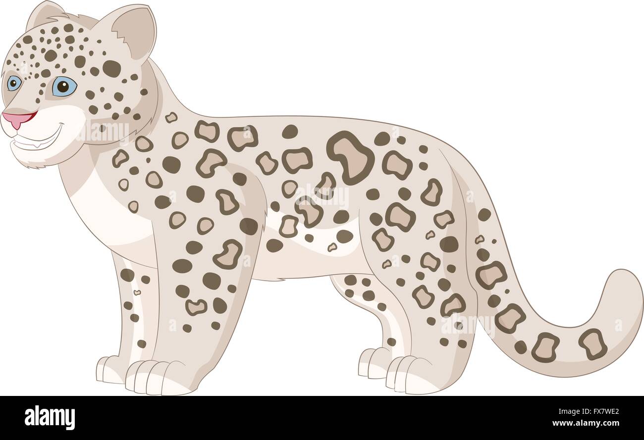 Cartoon smiling  Snow Leopard Stock Vector