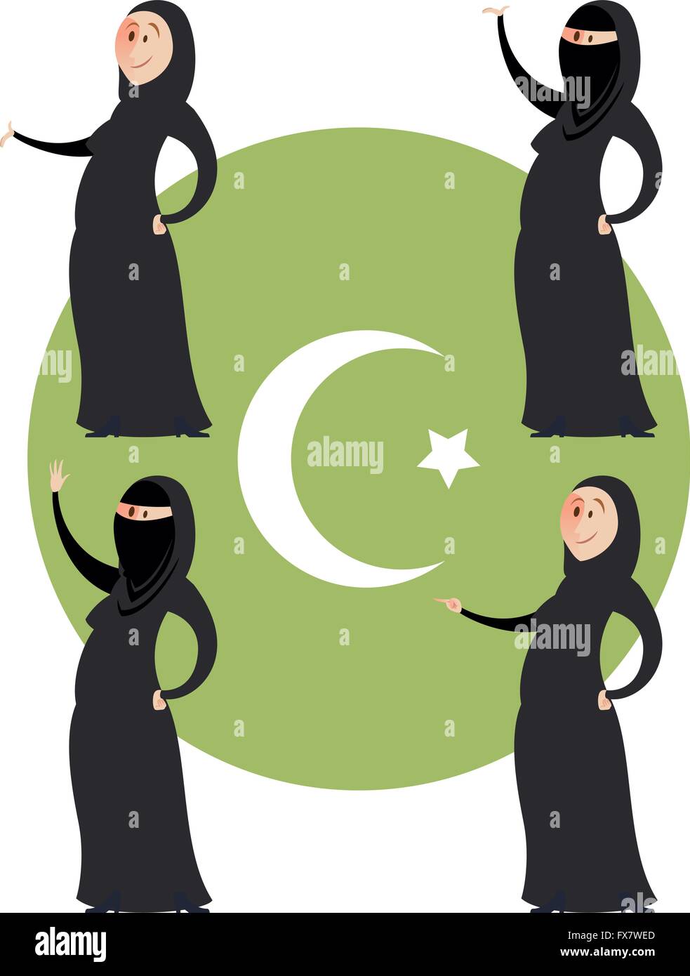 Set of muslim women Stock Vector