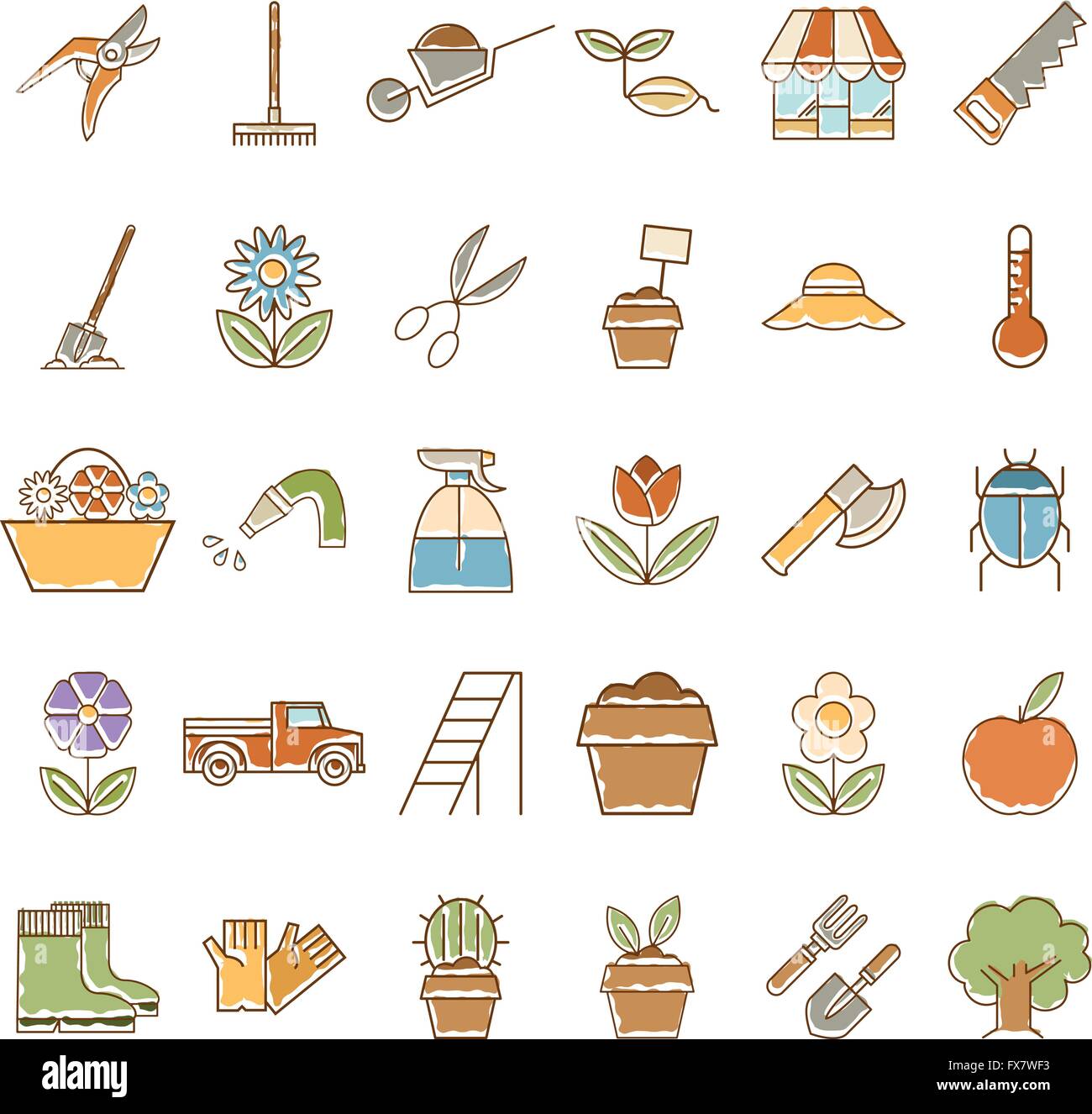 Set of garden plant icons with colours Stock Vector Image & Art - Alamy