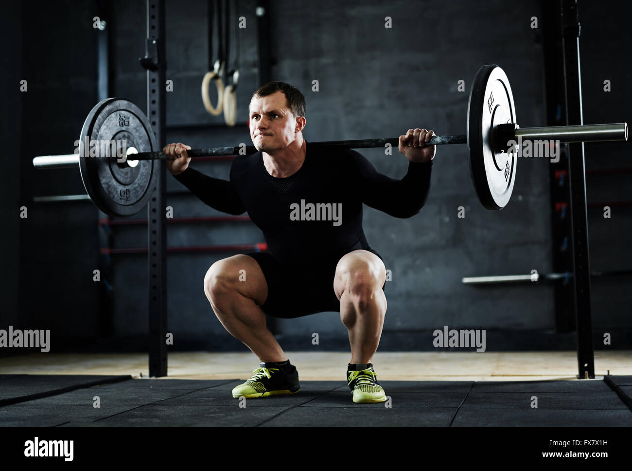 Training with barbell Stock Photo