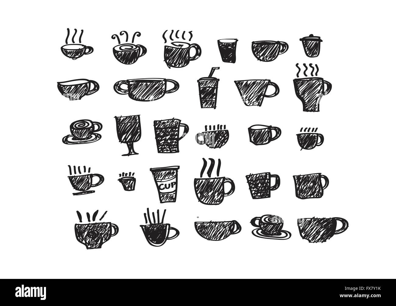 Coffee cup set or Tea cup icon collection design Stock Vector Image ...