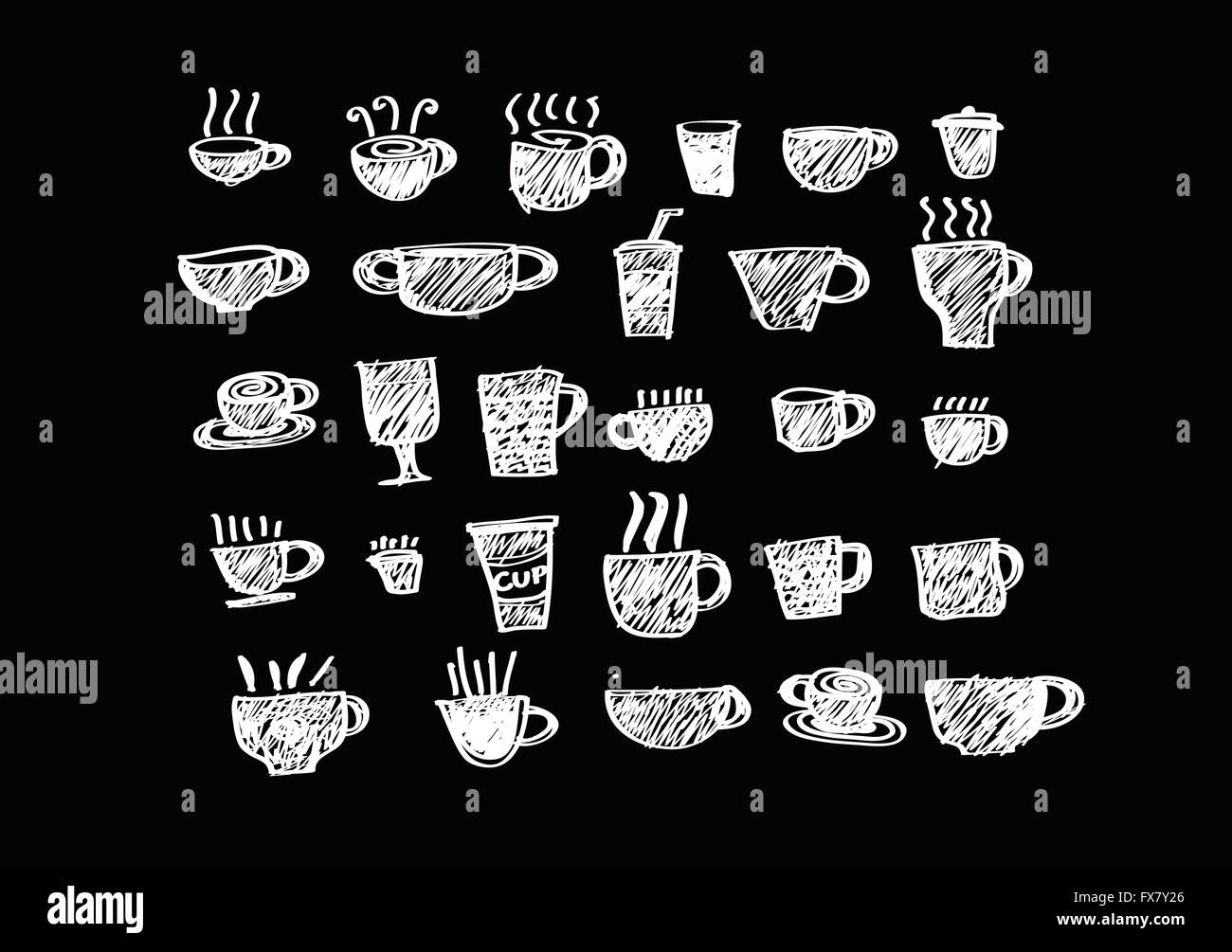 Coffee cup set or Tea cup icon collection design Stock Vector Image ...