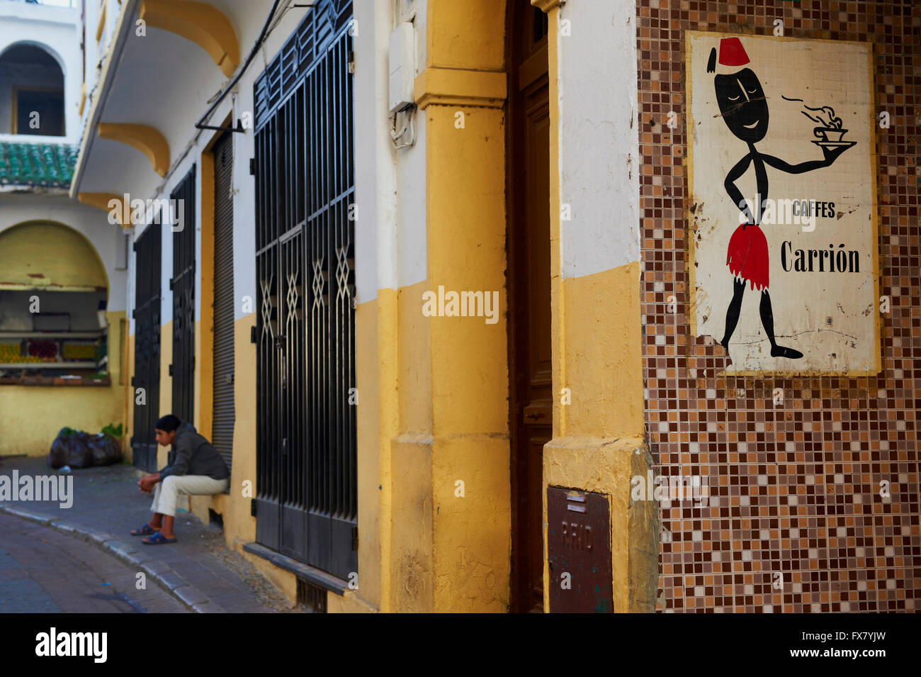 Morocco, Tangier coffee shop on the new city Stock Photo Alamy